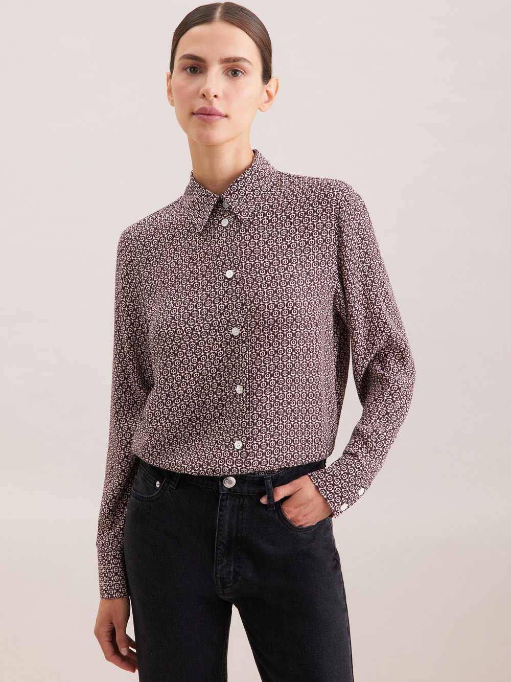 Seidensticker Hemdbluse Damen Viskose rot bedruckt, 46