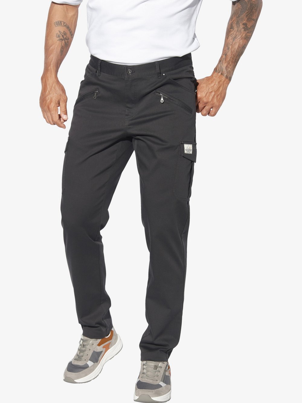 Thumbnail - Jan Vanderstorm Tiefbundhose Herren Baumwolle grau, 38-34