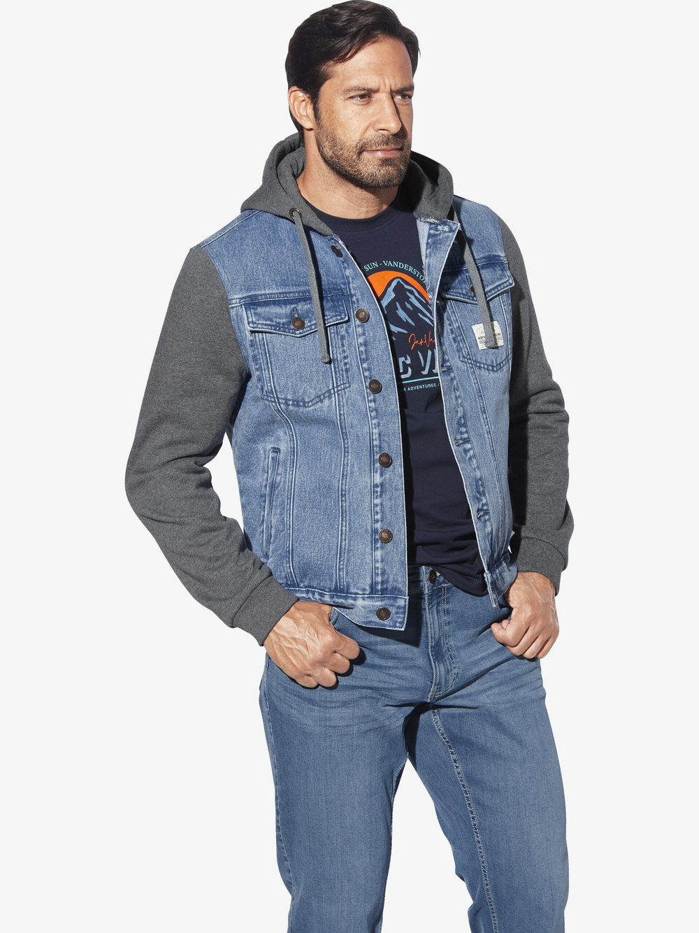Thumbnail - Jan Vanderstorm Jeansjacke Herren Baumwolle blau, 56
