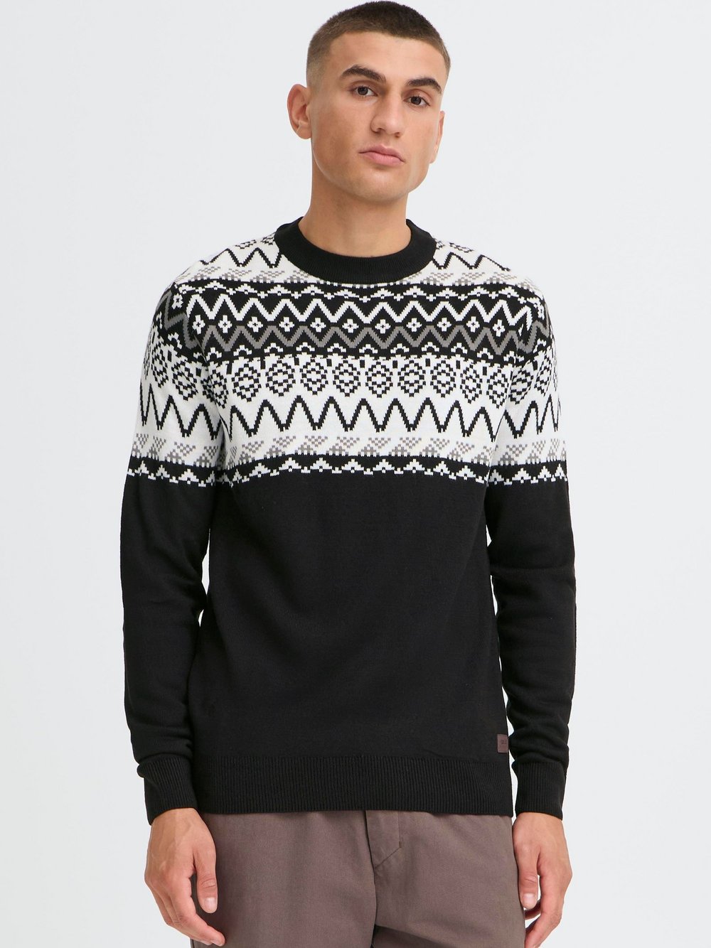 Solid Strickpullover Herren schwarz gemustert, XXXL