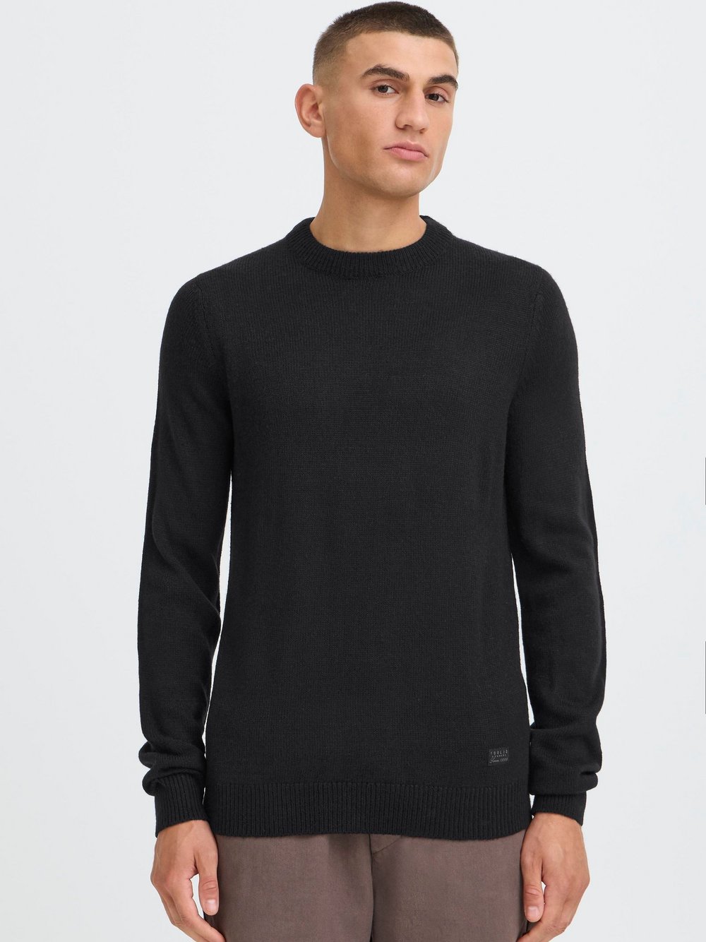 Solid Strickpullover Herren schwarz, L