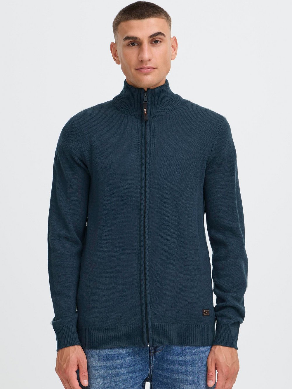 Thumbnail - Solid Strickjacke Herren blau, XXL