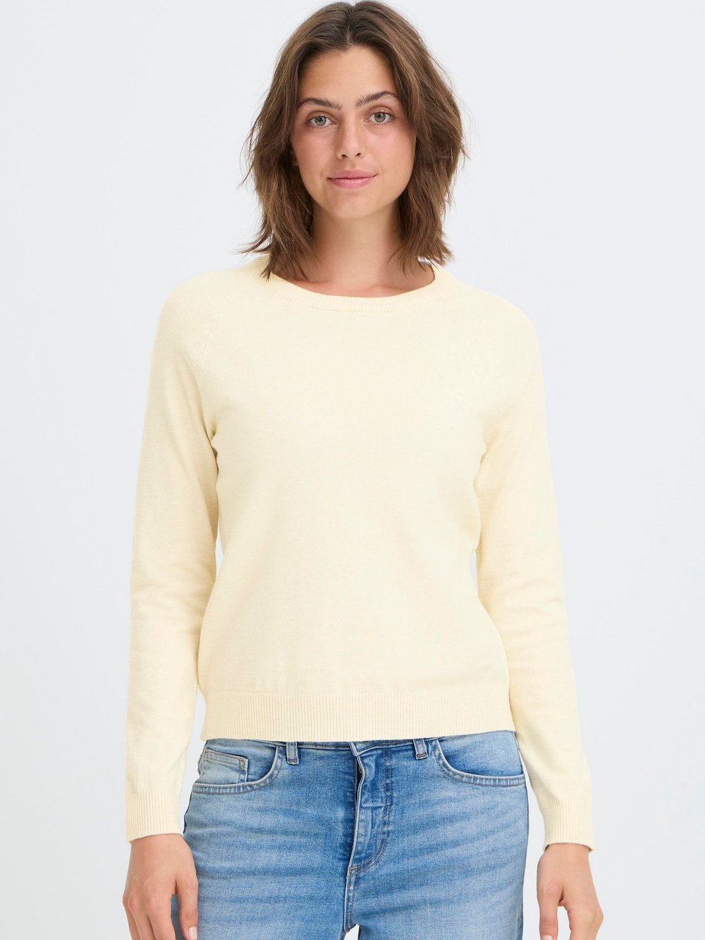 OXMO Strickpullover Damen Viskose beige, M