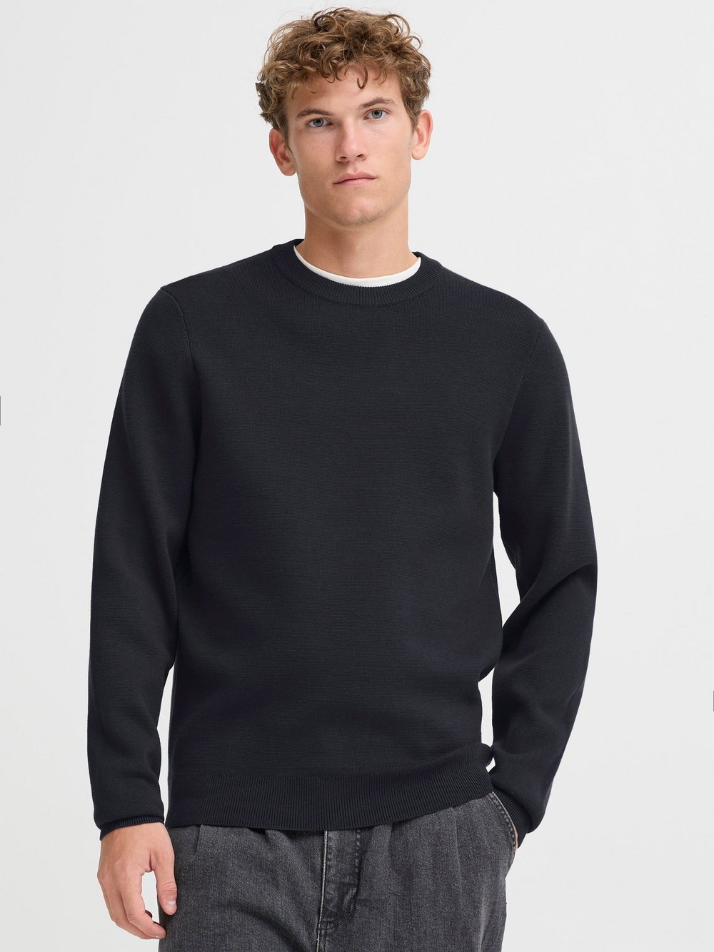 CASUAL FRIDAY Strickpullover Herren Textil blau strukturiert, L