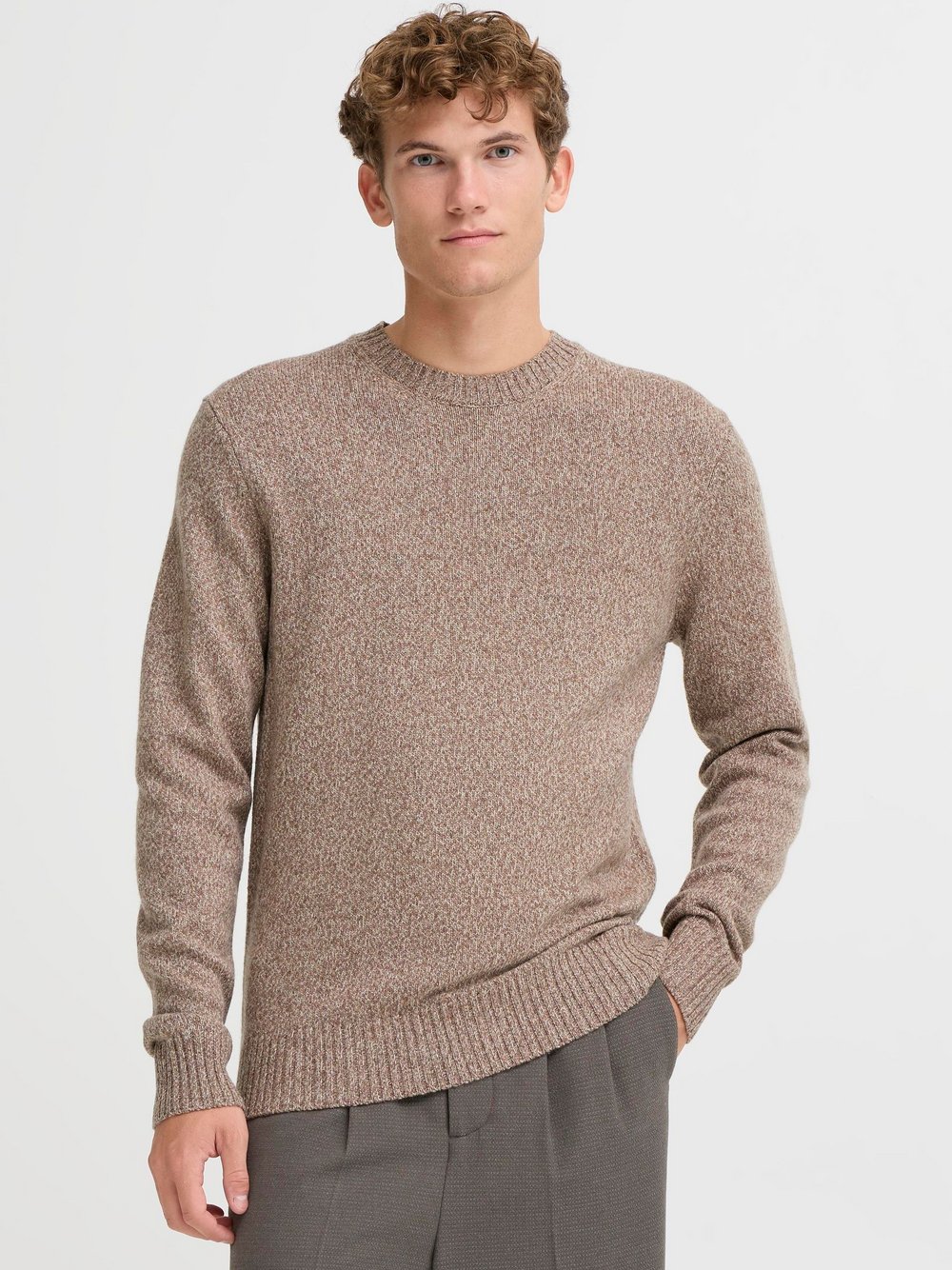 Thumbnail - CASUAL FRIDAY Strickpullover Herren Wolle braun meliert, XL