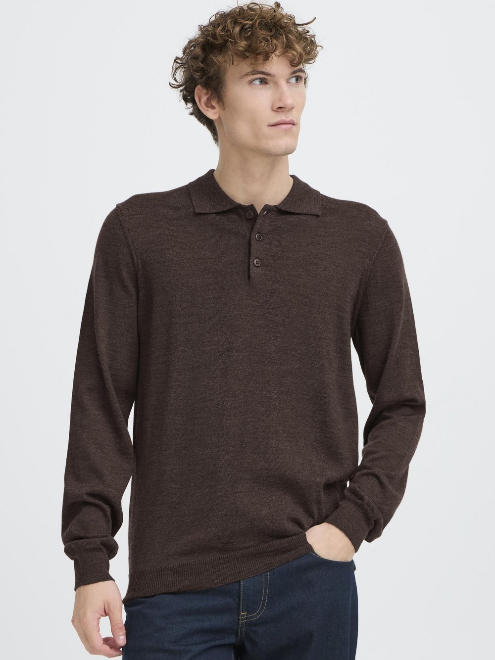 CASUAL FRIDAY Strickpullover Herren Wolle braun meliert, L