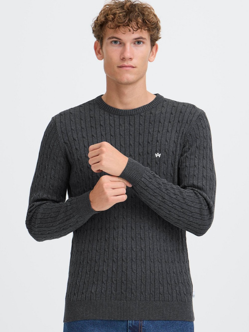 Kronstadt Strickpullover Herren Baumwolle schwarz meliert, S