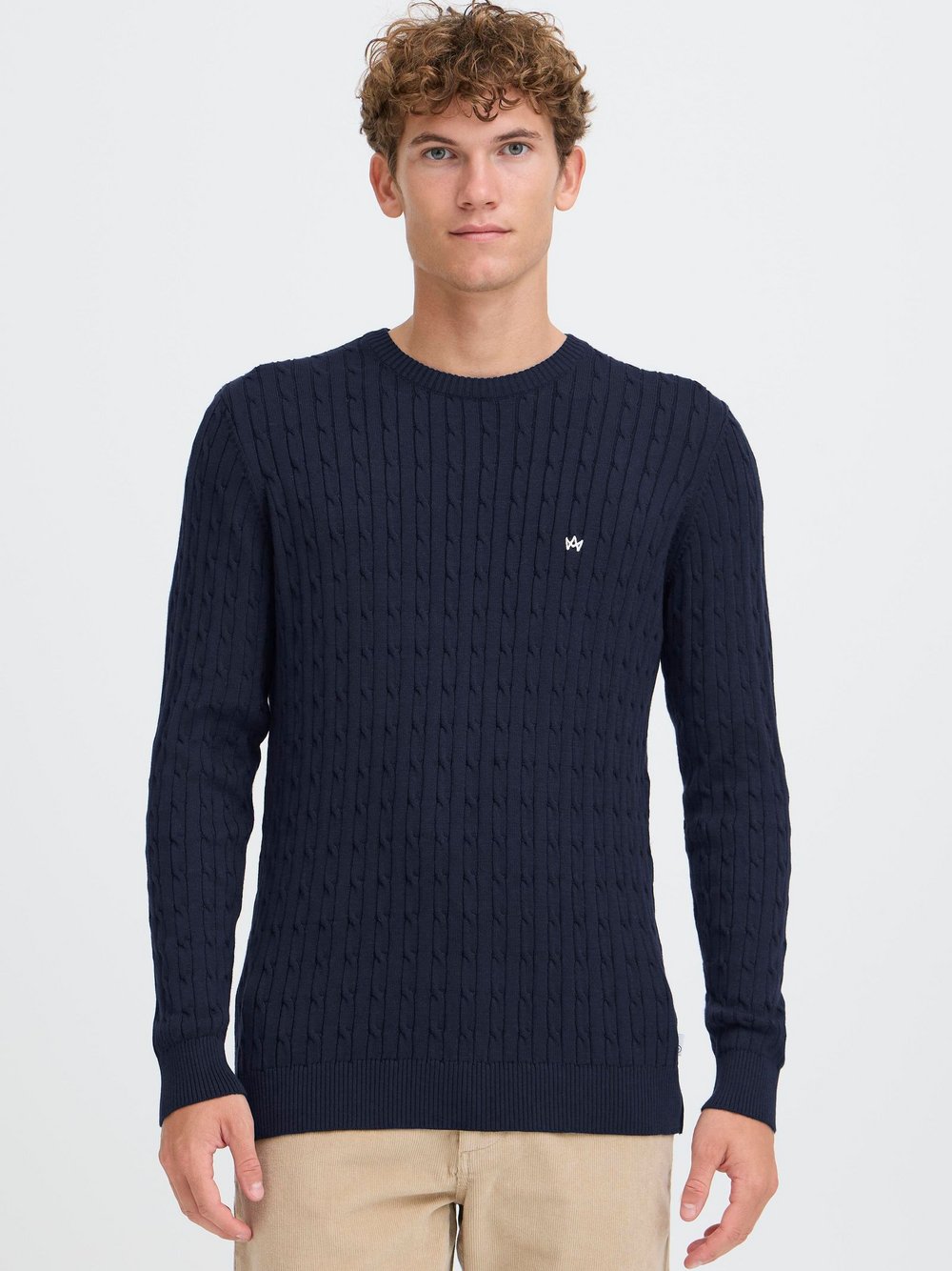 Kronstadt Strickpullover Herren Baumwolle blau meliert, XL