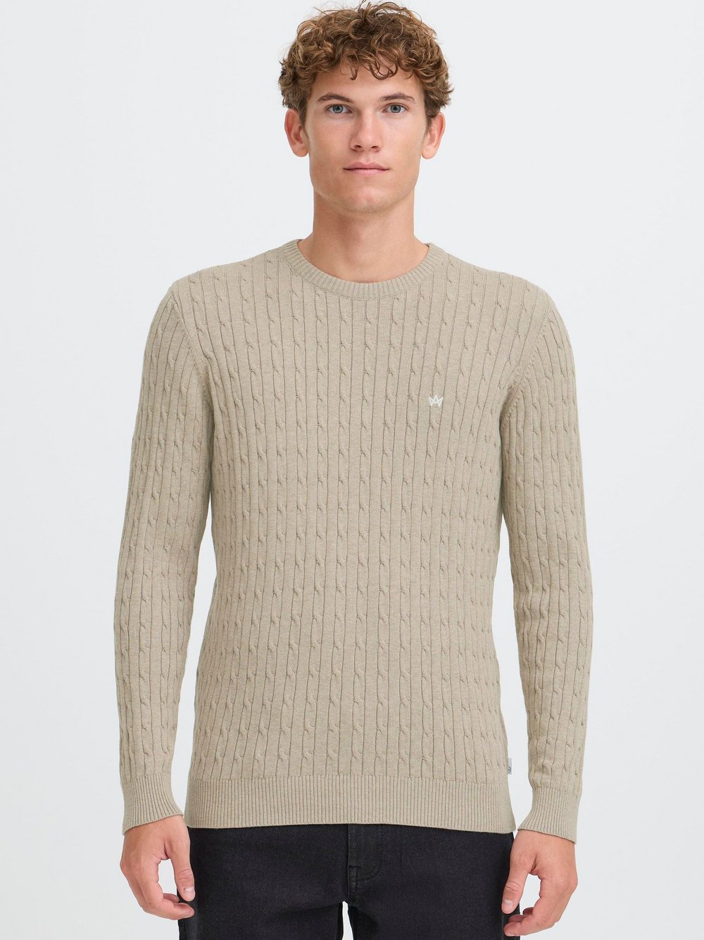 Kronstadt Strickpullover Herren Baumwolle beige meliert, XXXL