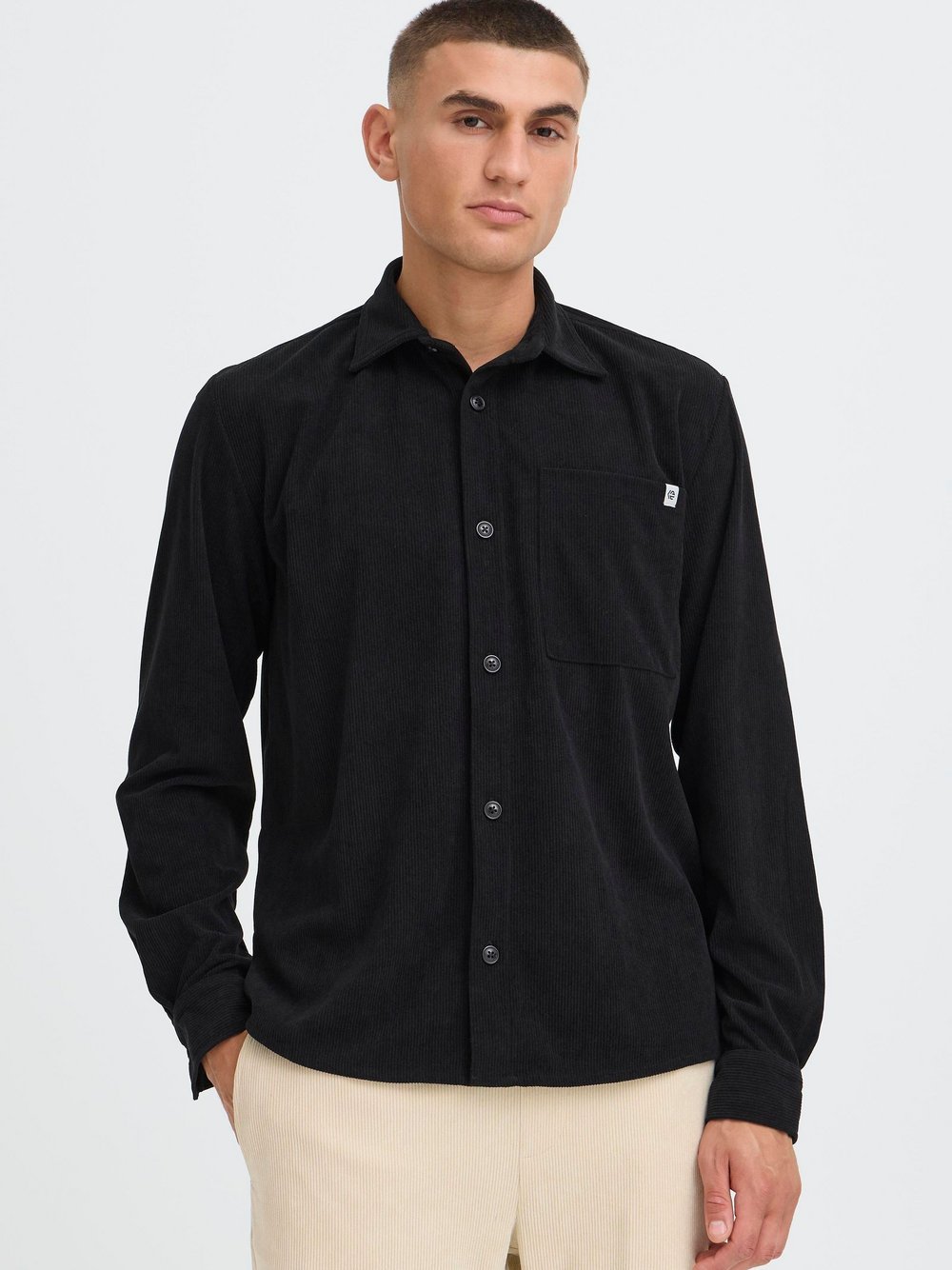 Indicode Langarmhemd Herren Regular Fit schwarz, S