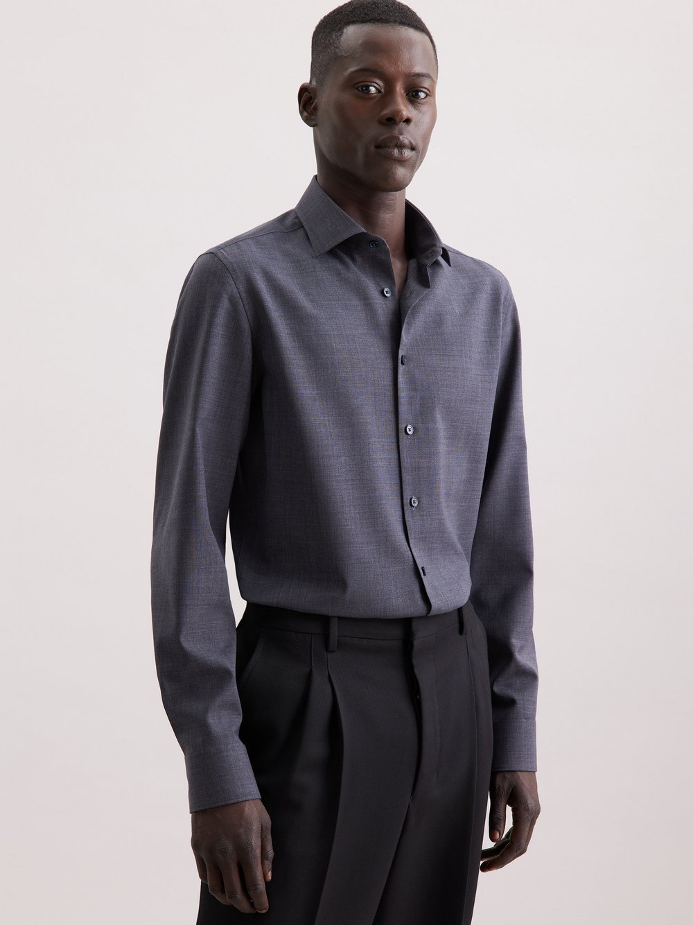 Seidensticker Business Hemd Herren Slim Fit Wolle grau, 37