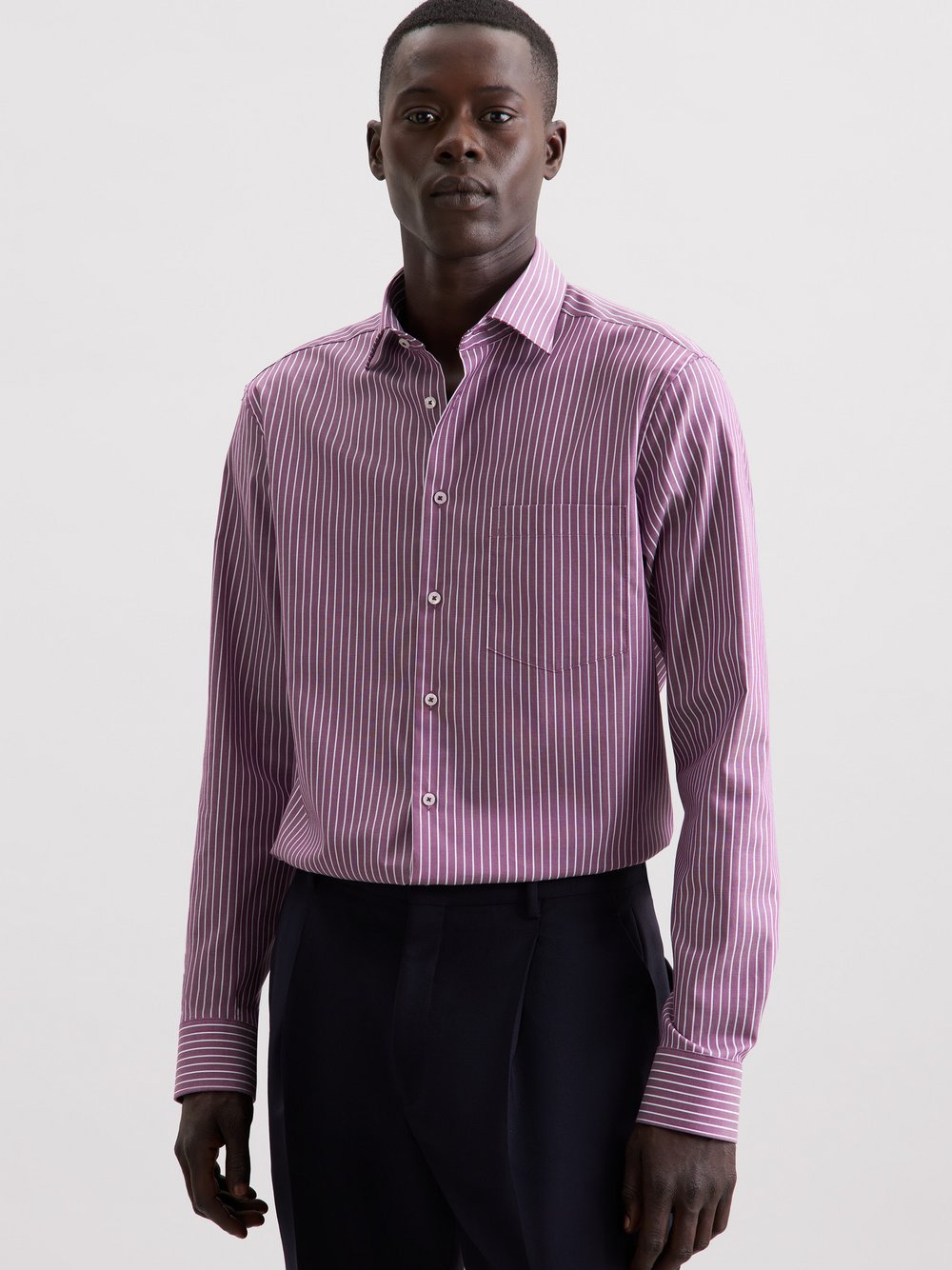 Seidensticker Business Hemd Herren Regular Fit Baumwolle lila gestreift, 40