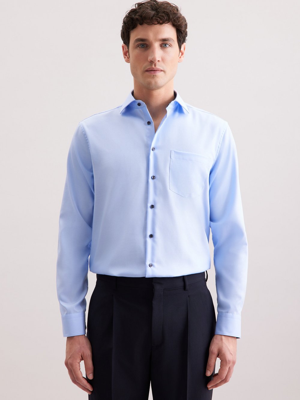 Thumbnail - Seidensticker Business Hemd Herren Regular Fit Baumwolle blau, 45