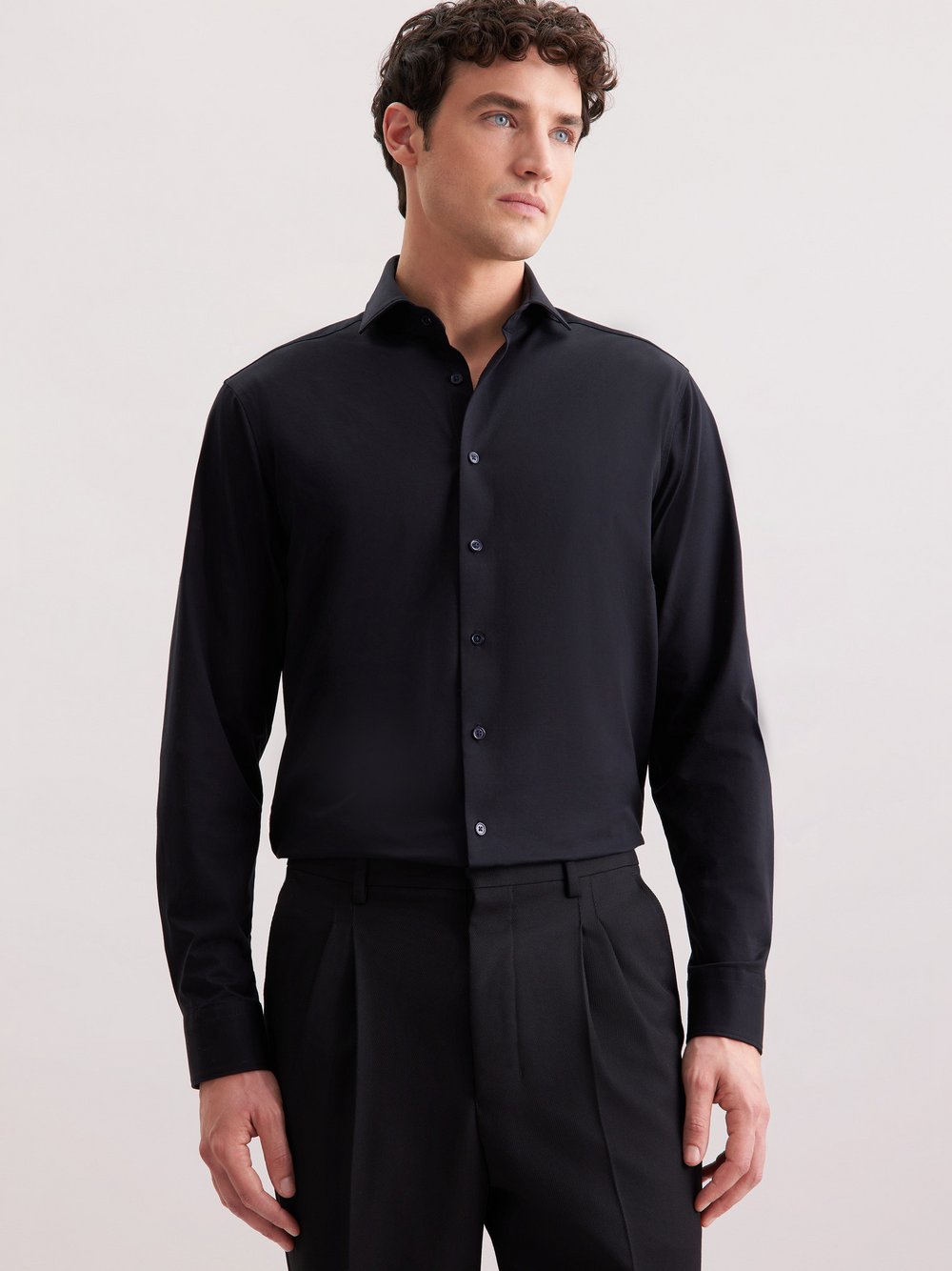 Seidensticker Jerseyhemd Herren Regular Fit Baumwolle schwarz, 40