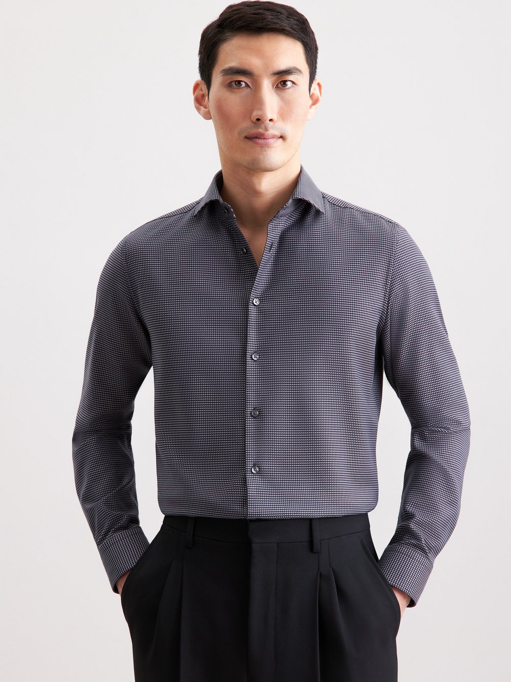 Seidensticker Business Hemd Herren Super Slim Fit Baumwolle grau gemustert, 40