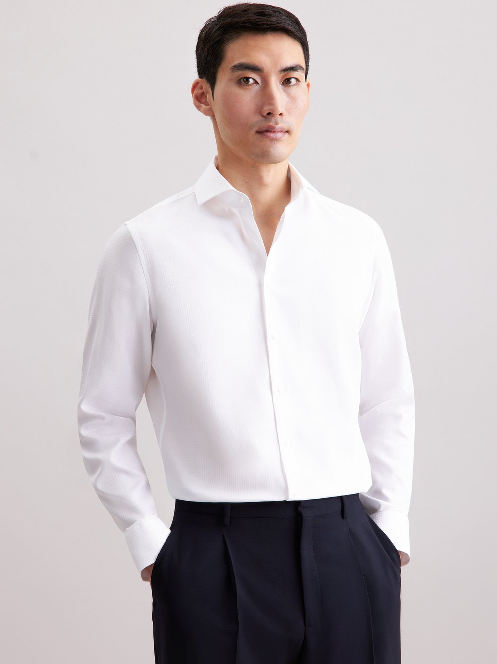 Thumbnail - Seidensticker Business Hemd Herren Slim Fit Baumwolle weiß gemustert, 44