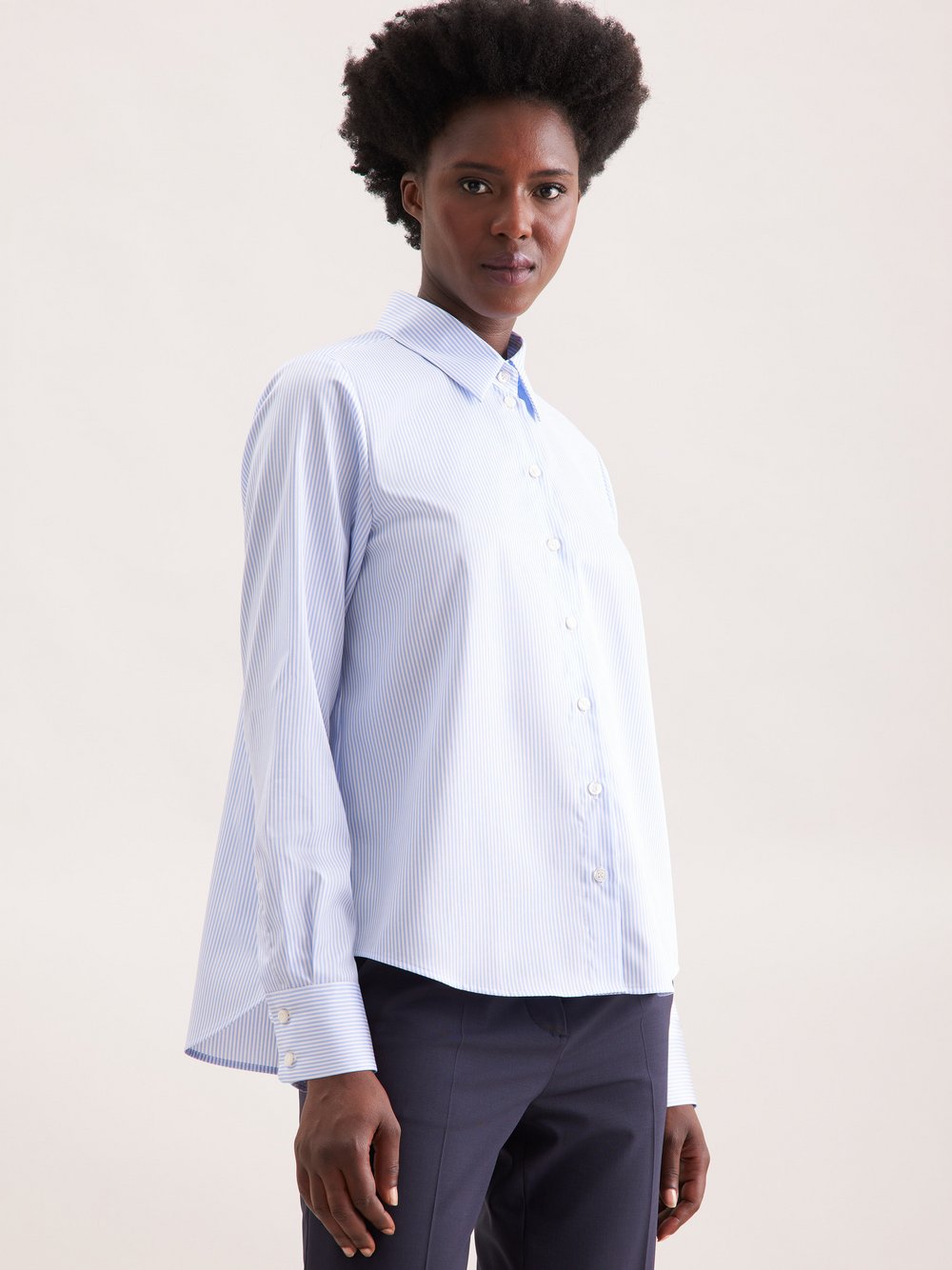 Thumbnail - Seidensticker Hemdbluse Damen Baumwolle blau gestreift, 40