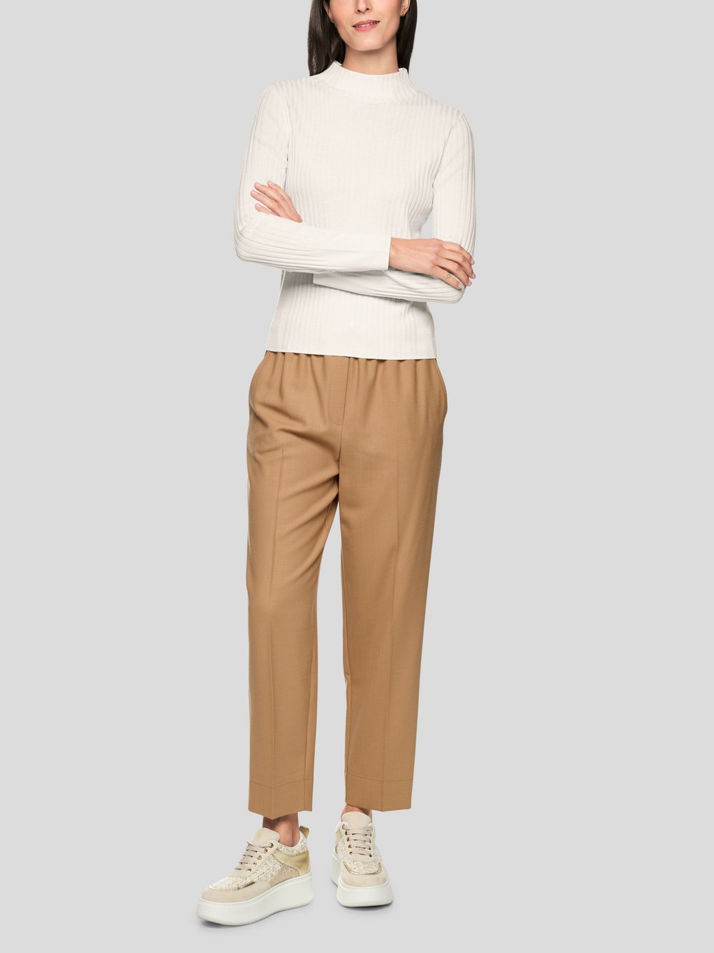 Marc Cain Pullover Damen Wolle weiß strukturiert, 36