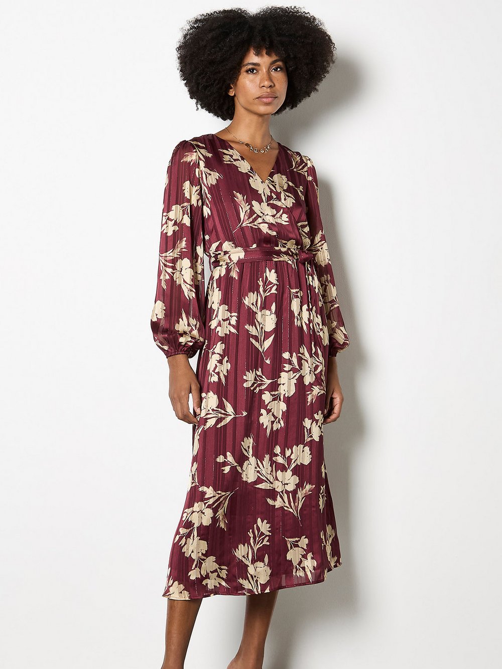 Thumbnail - Apricot Midikleid Damen rot gemustert, 38