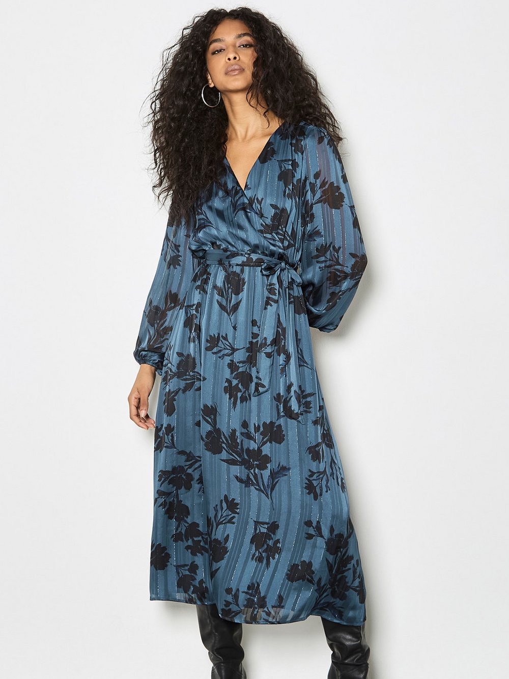Apricot Midikleid Damen blau gemustert, 38