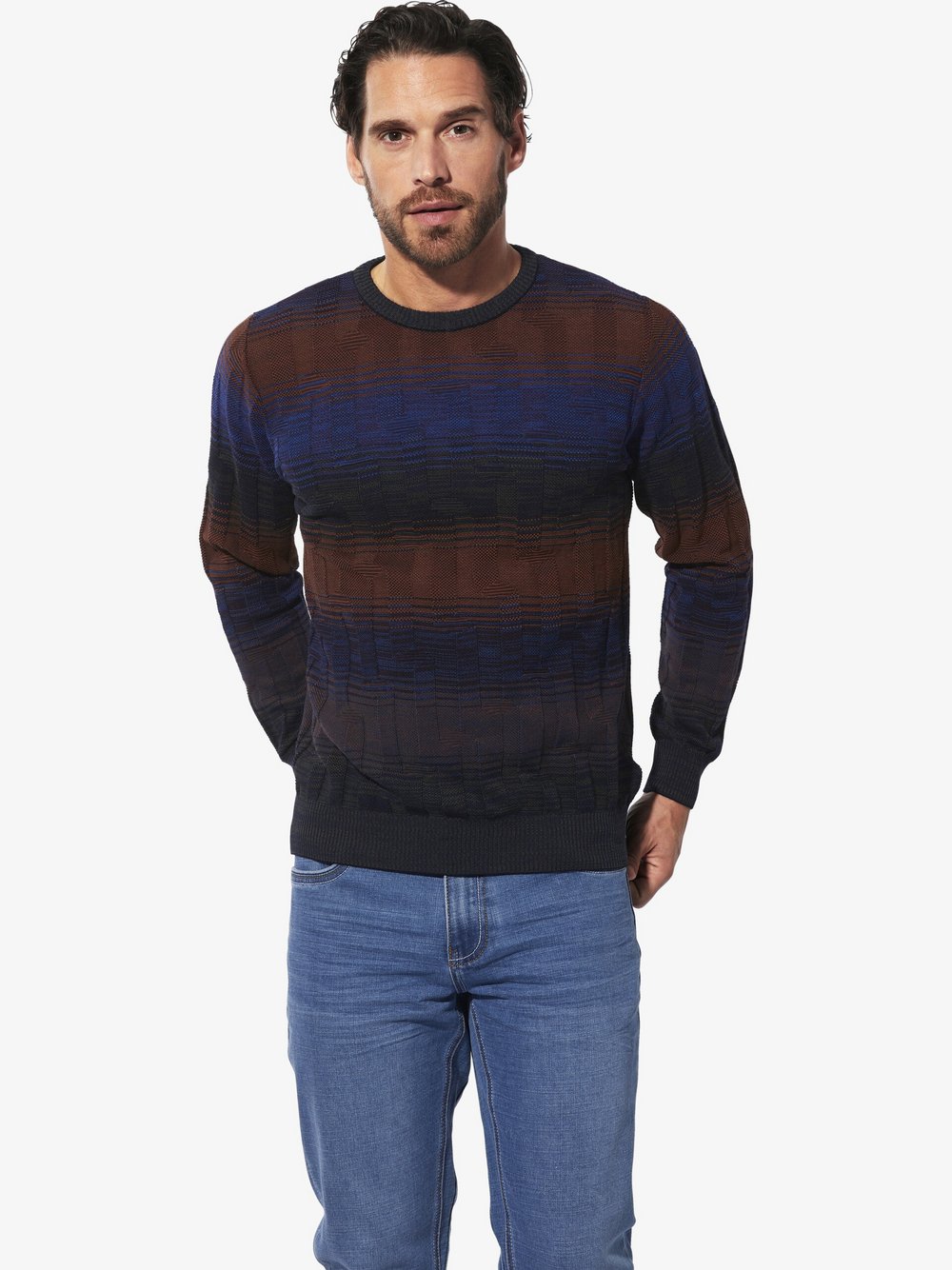 Thumbnail - BABISTA Pullover Herren Schurwolle braun gemustert, L