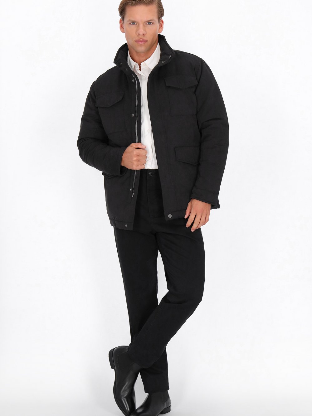 Dreimaster Jacke Herren Baumwolle schwarz, XXL