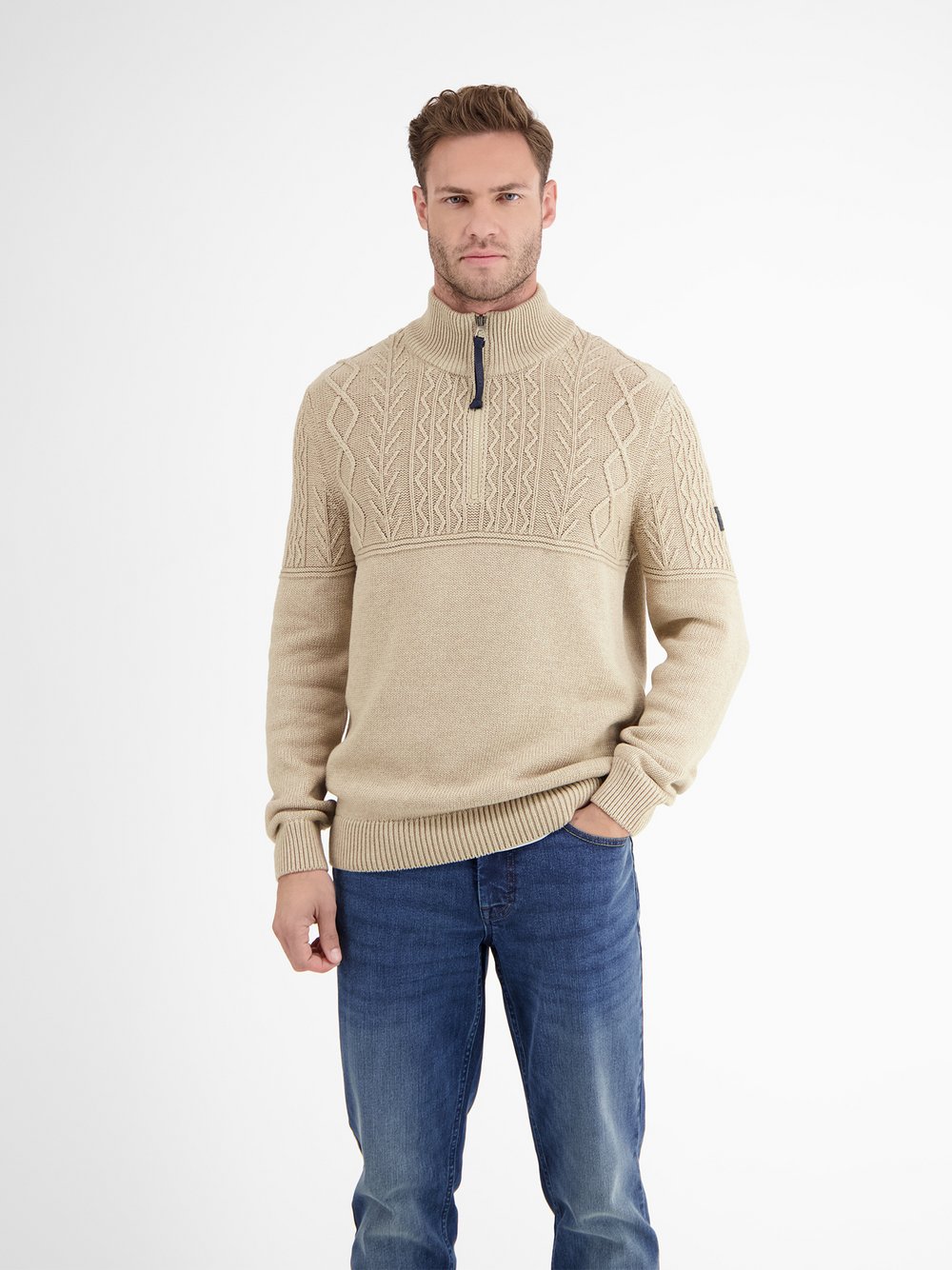 Thumbnail - LERROS Strickpullover Herren Baumwolle beige, S