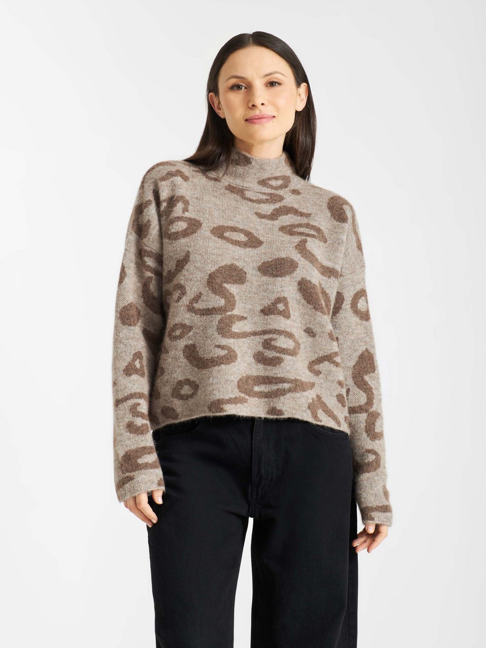Frieda & Freddies Strickpullover Damen Polyamid beige bedruckt, 42