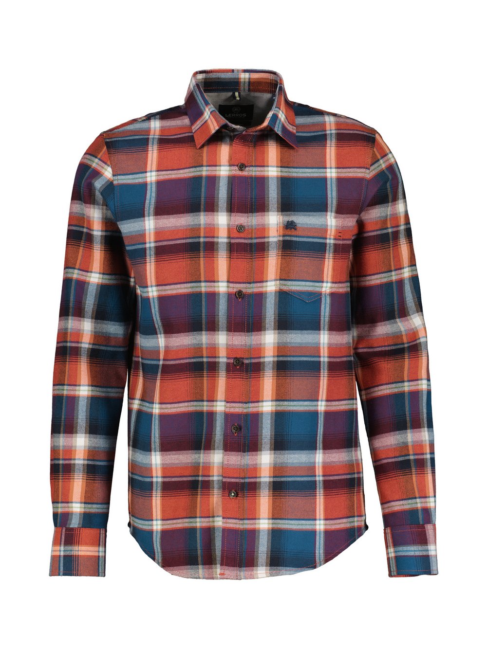 Thumbnail - LERROS Karohemd Herren Comfort Fit Baumwolle orange kariert, 6XL