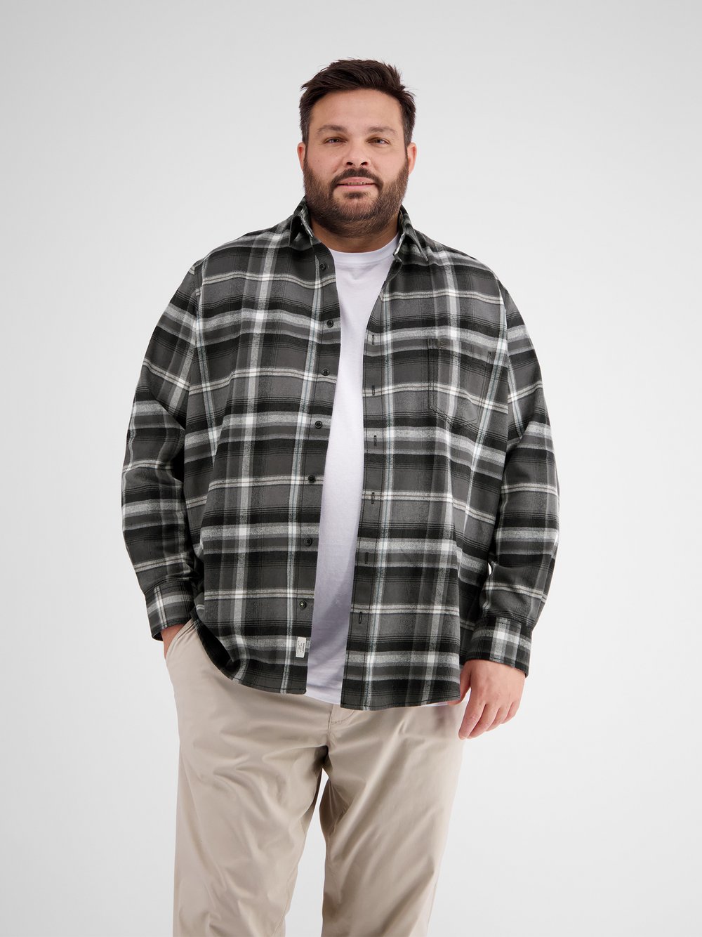 Thumbnail - LERROS Karohemd Herren Comfort Fit Baumwolle schwarz kariert, 5XL