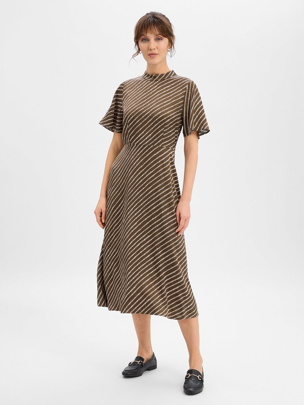 comma Satinkleid Damen Viskose (100%) grün gemustert, 46