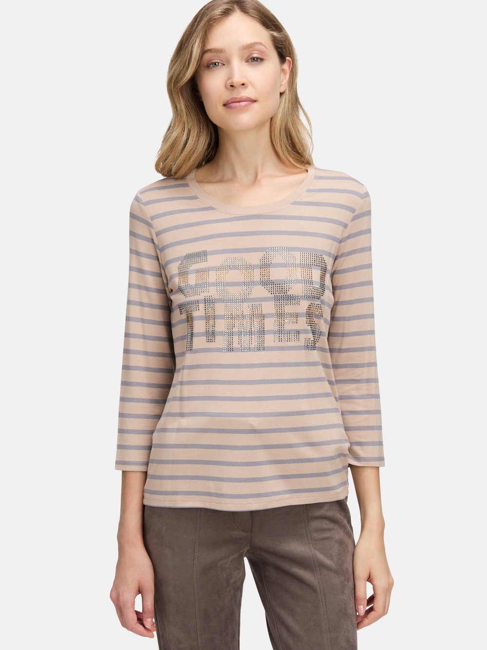 Betty Barclay Ringelshirt Damen Viskose beige gestreift, 36
