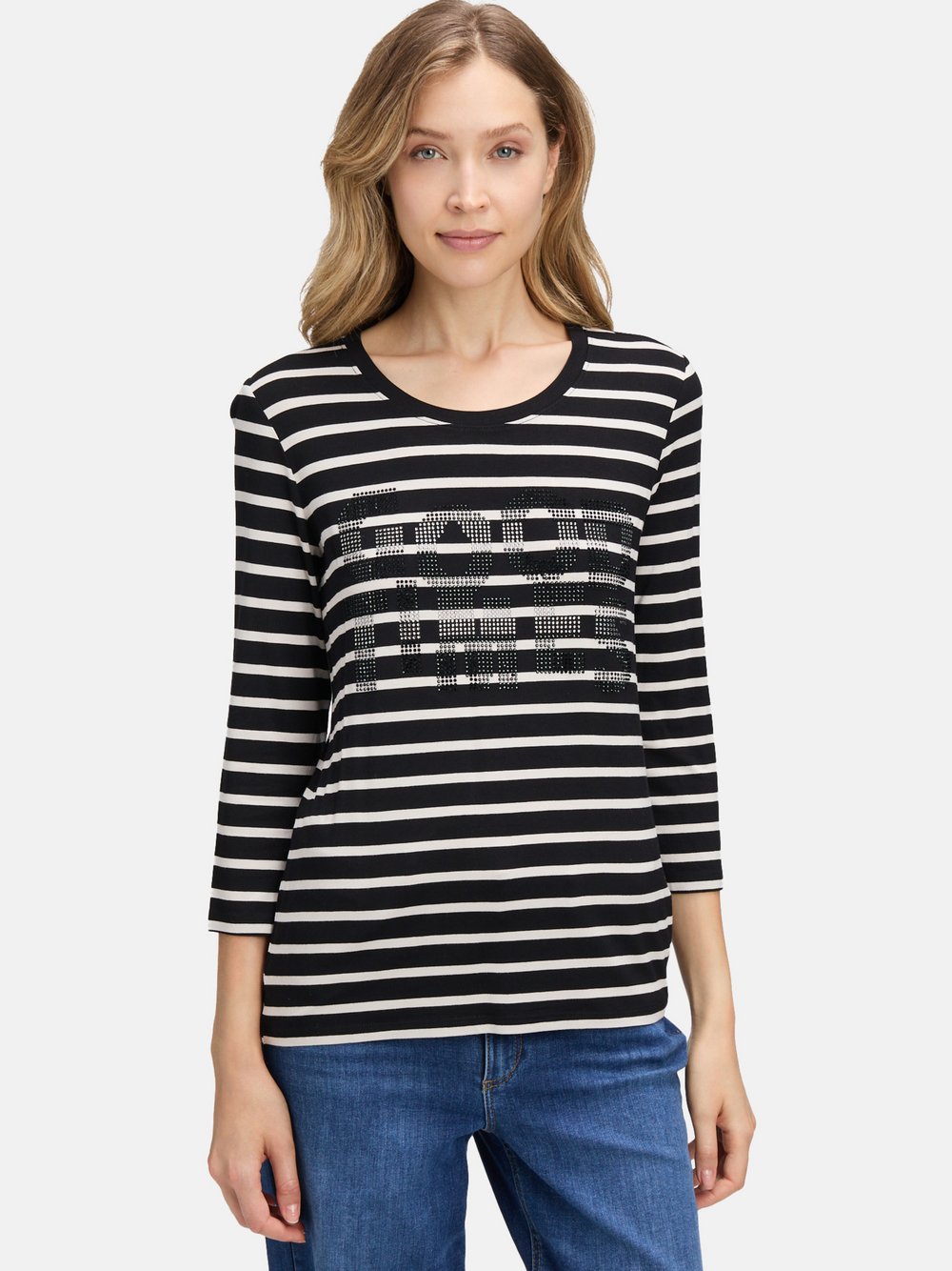 Betty Barclay Ringelshirt Damen Viskose schwarz gestreift, 48