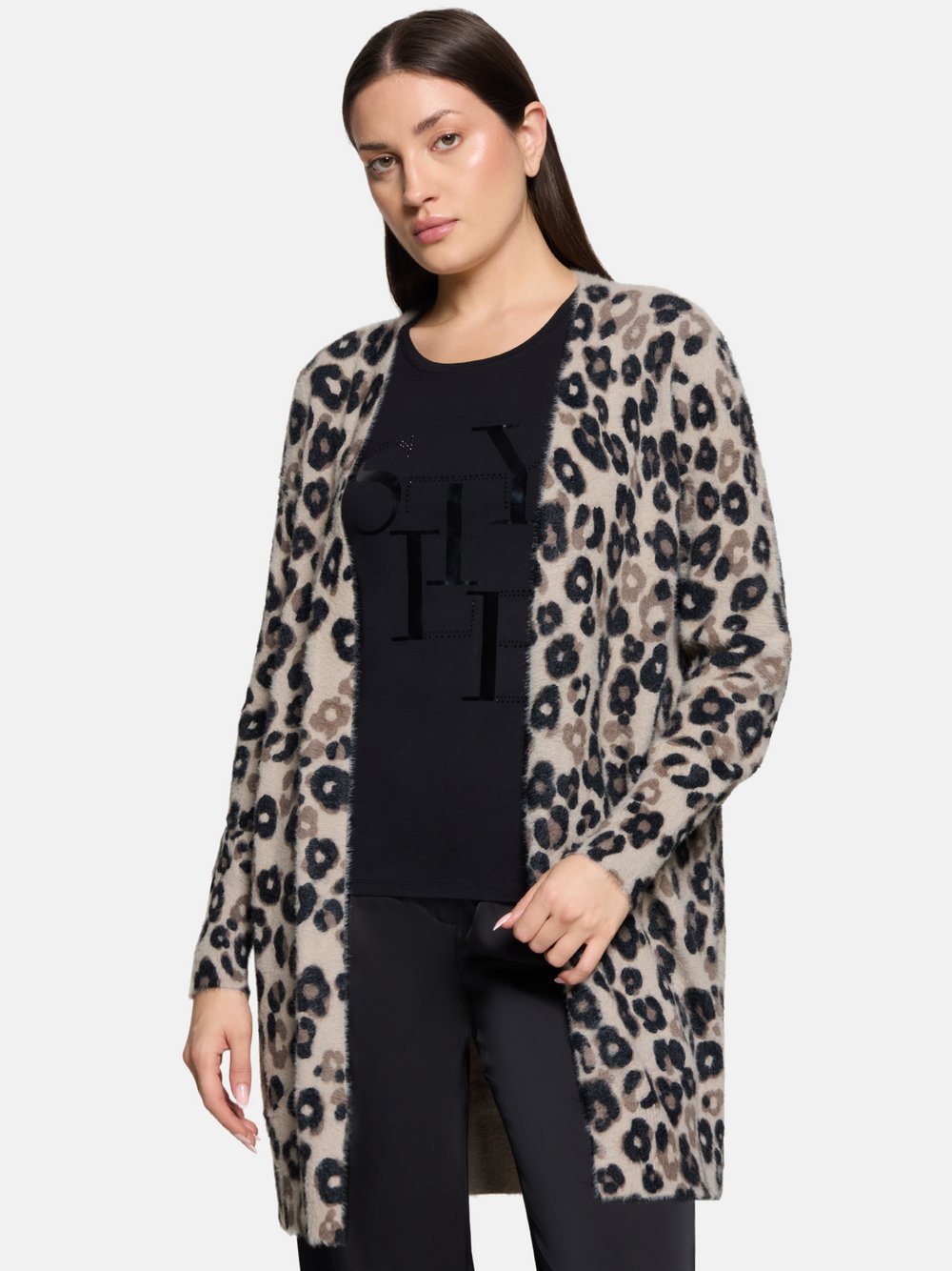 Thumbnail - Betty Barclay Longstrickjacke Damen Polyamid braun gemustert, 42