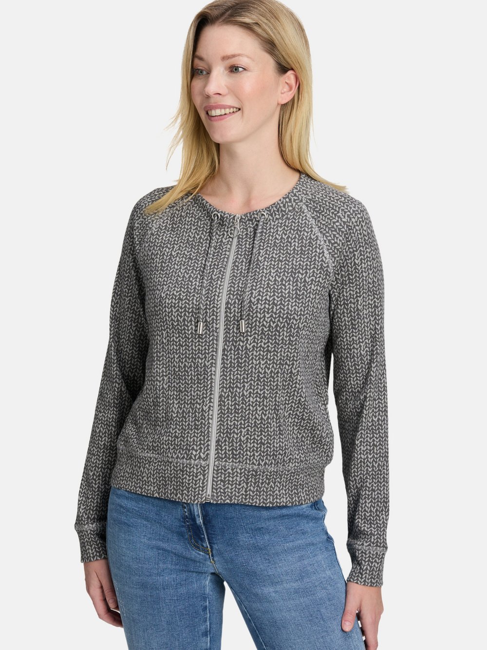 Betty Barclay Shirtjacke Damen Baumwolle grau gemustert, 48