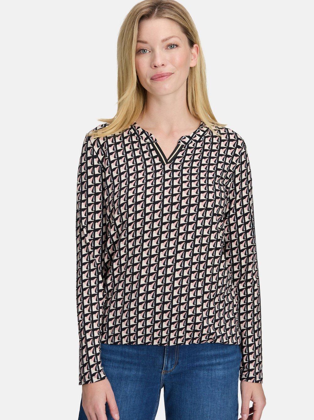 Betty Barclay Blusenshirt Damen Viskose schwarz gemustert, 38