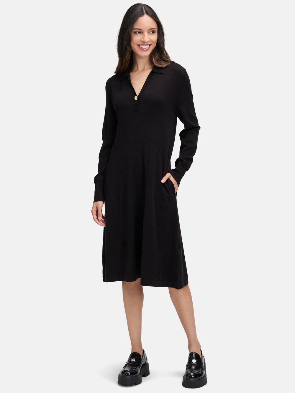Cartoon Strickkleid Damen schwarz, 38