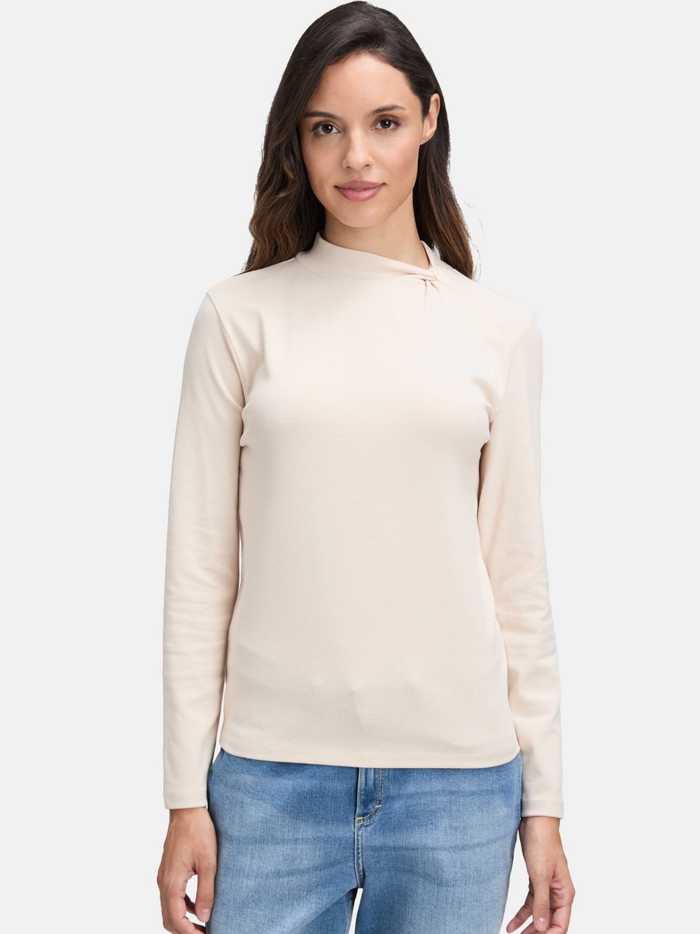 Cartoon Langarm-Shirt Damen Baumwolle beige, 44