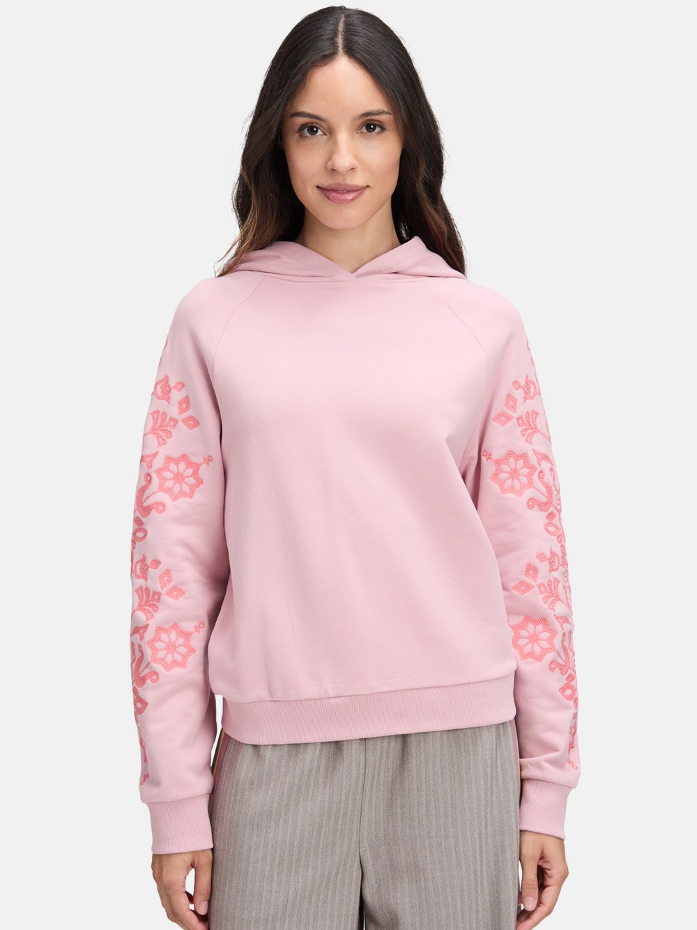 Cartoon Hoodie Damen Baumwolle rosa bedruckt, 46
