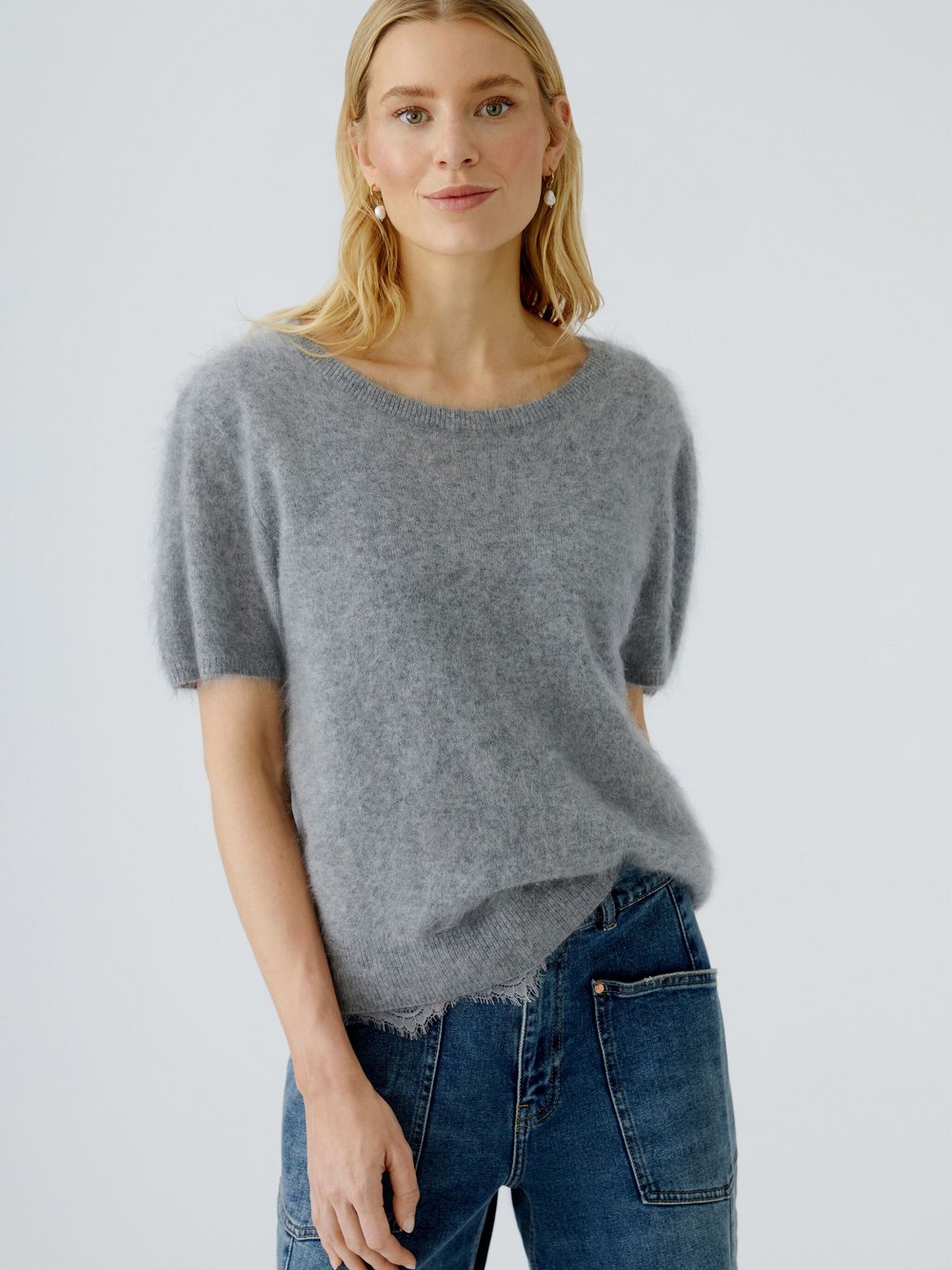 Oui Pullover Damen Cashmere grau, 40