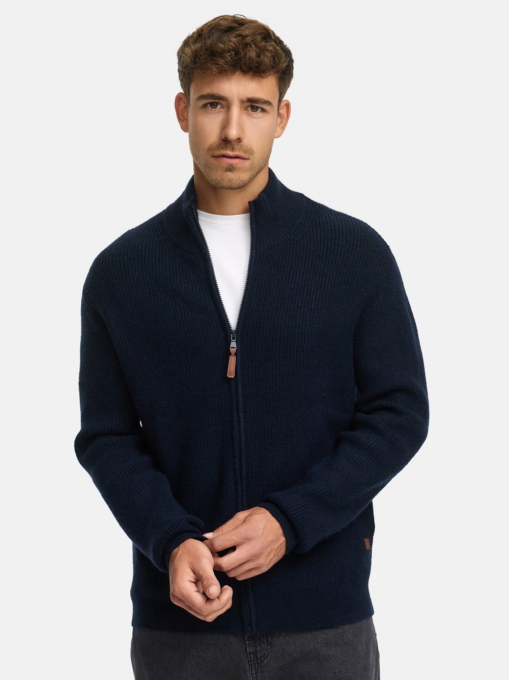 Indicode Strickjacke Herren Feinstrick blau, XL