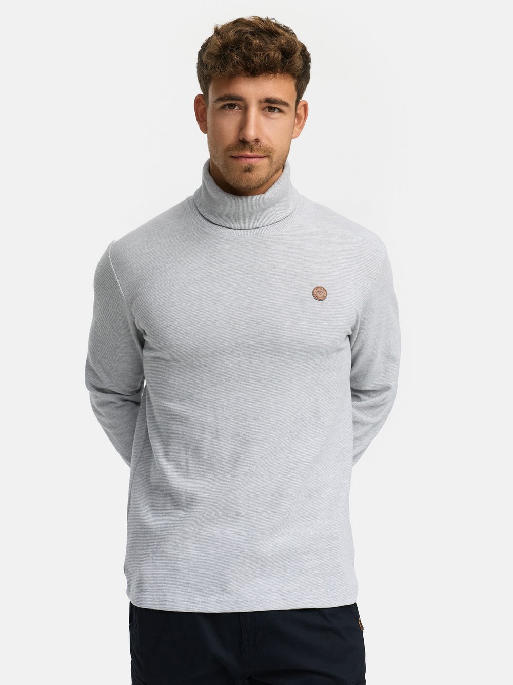 Indicode Langarmshirt Rollkragen Herren Baumwolle grau, XL