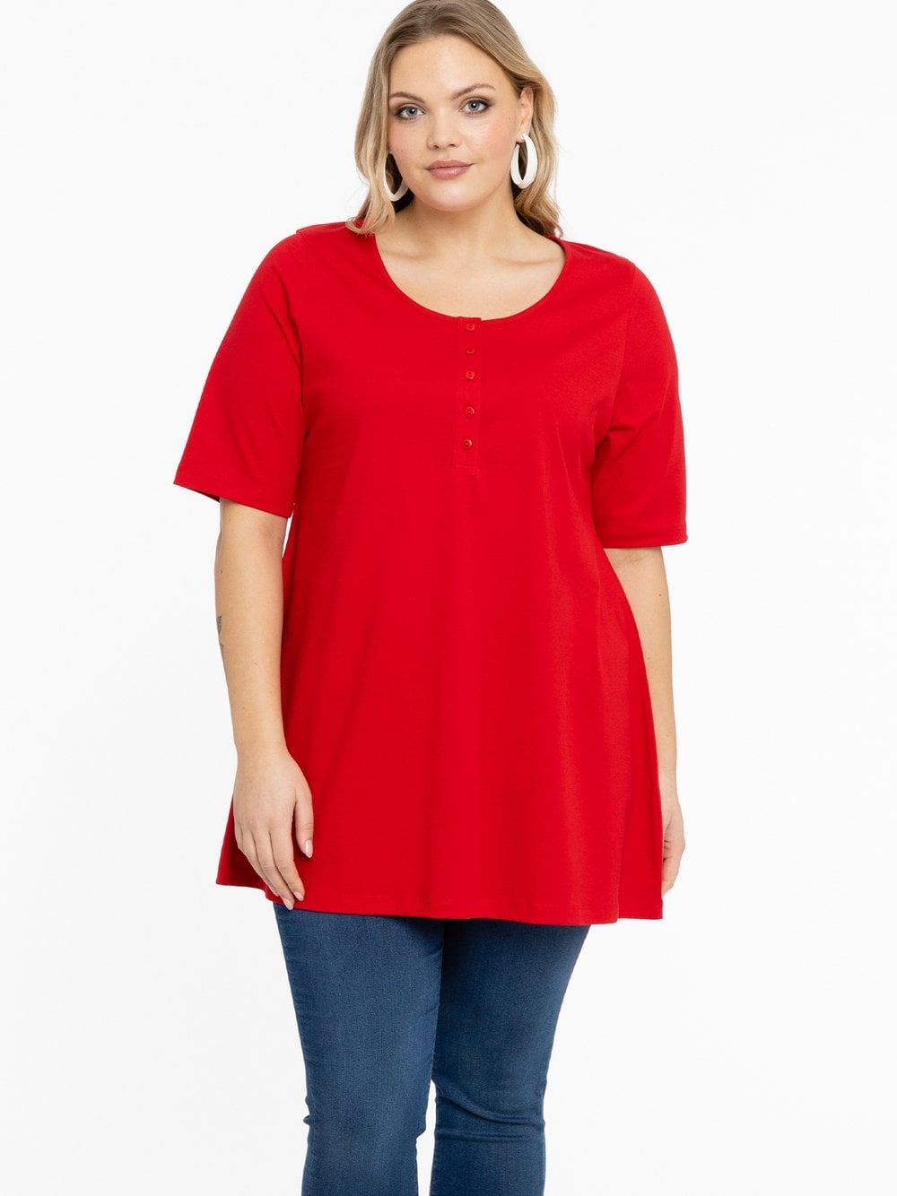 YOEK Tunika Damen Baumwolle rot, 42-44