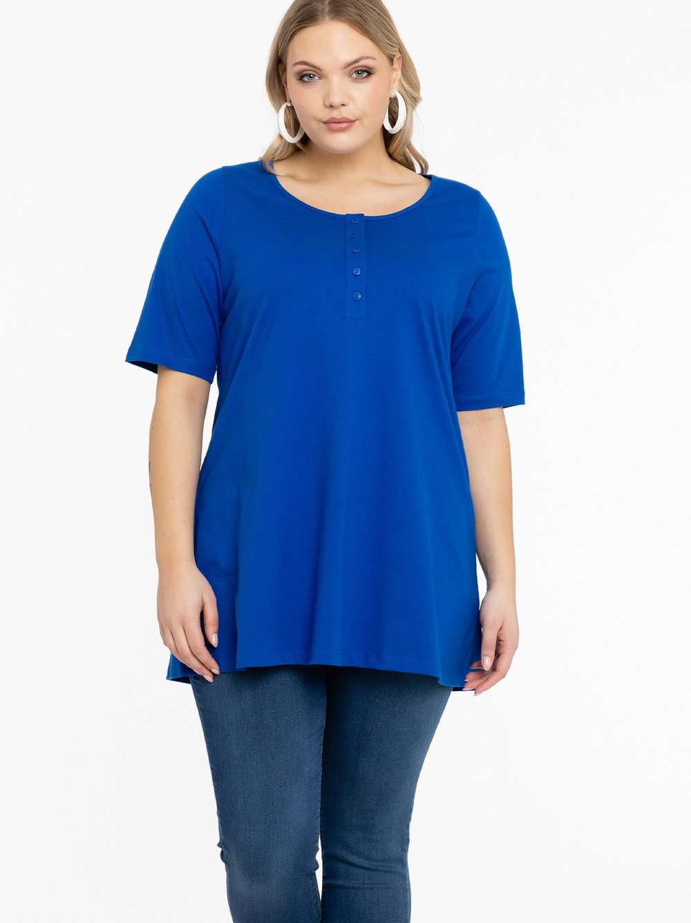 Thumbnail - YOEK Tunika Damen Baumwolle blau, 54-56