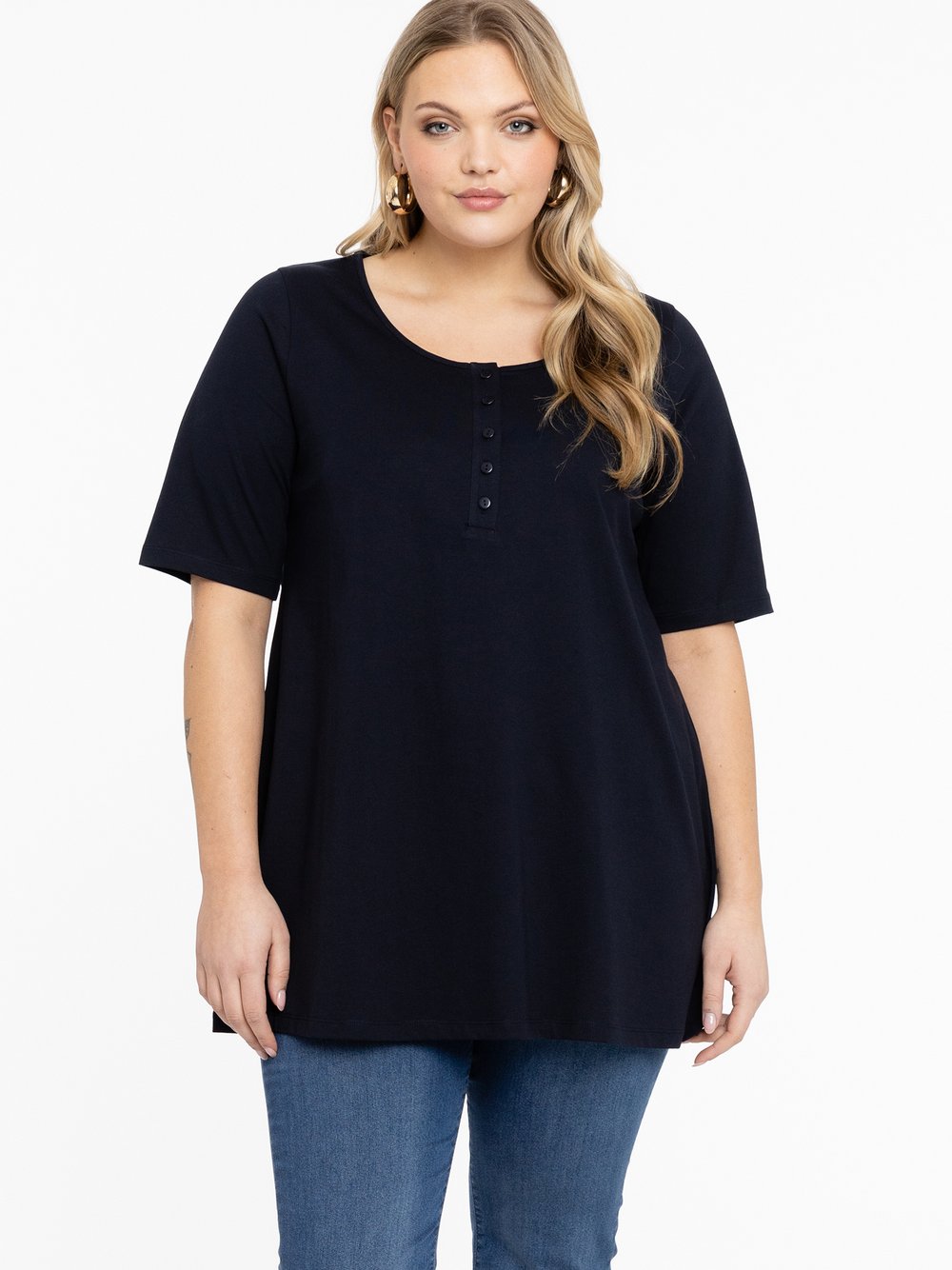 Thumbnail - YOEK Tunika Damen Baumwolle blau, 42-44