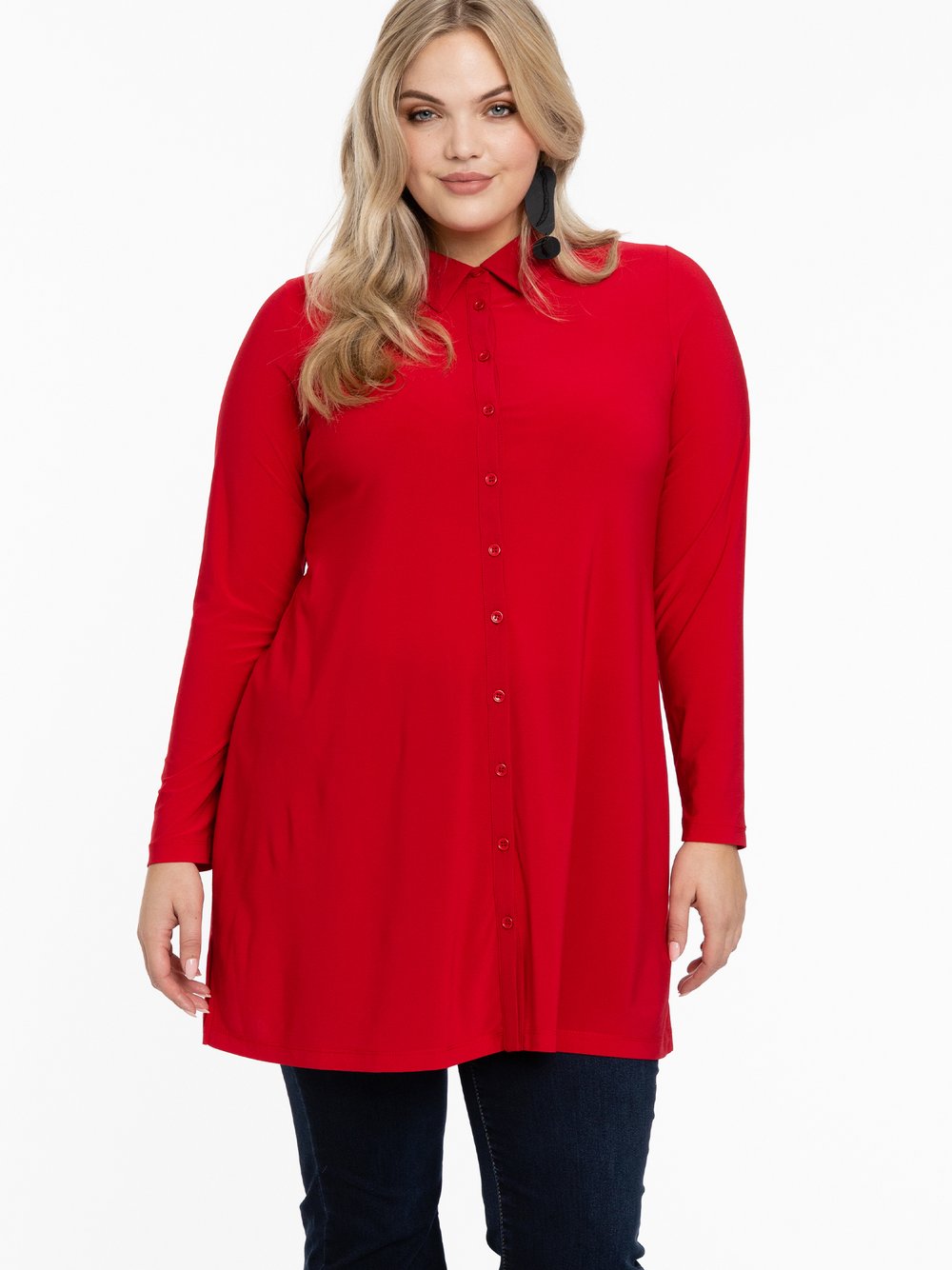 Thumbnail - YOEK Bluse Damen rot, 42-44