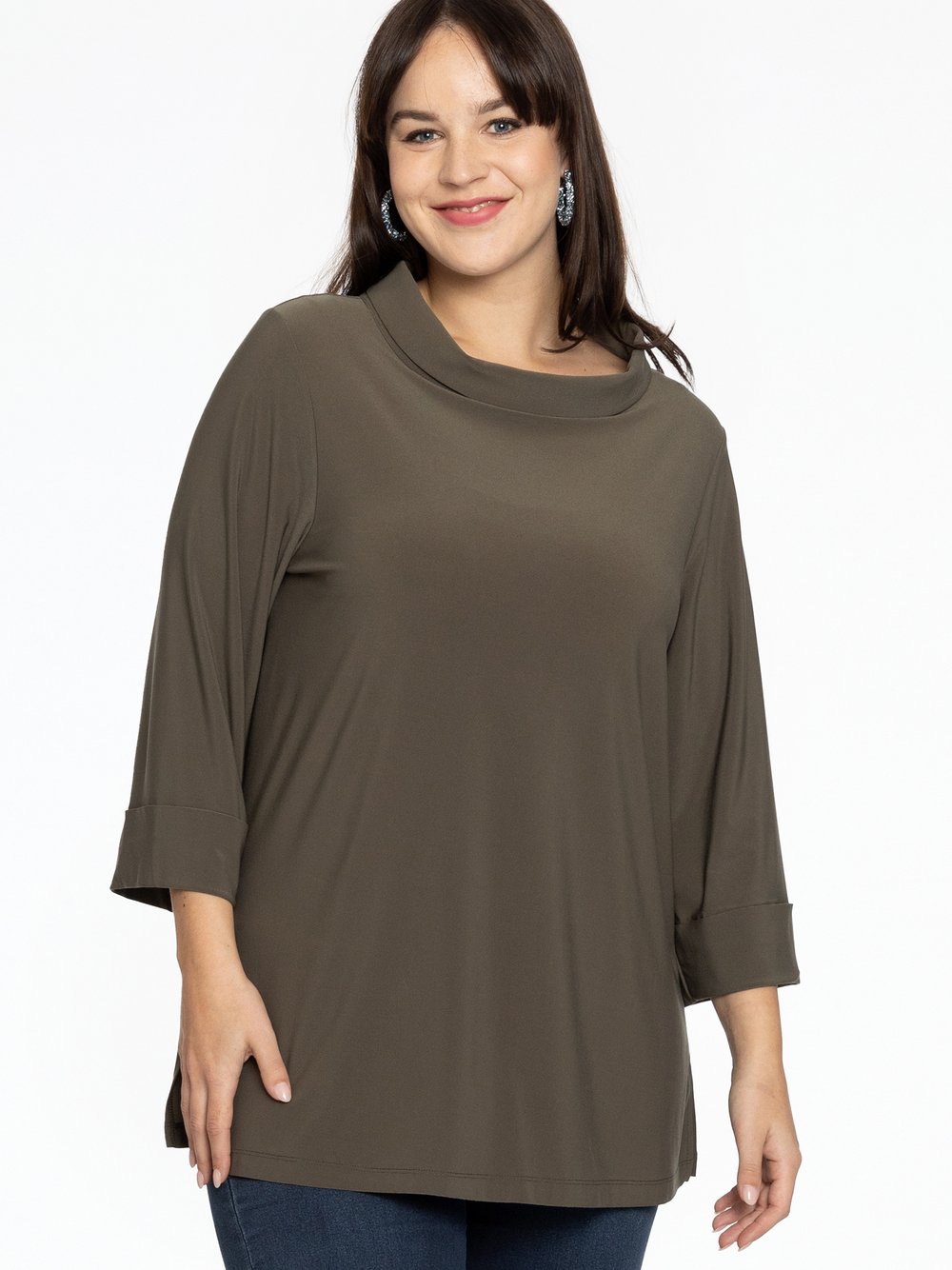 Thumbnail - YOEK Langarmshirt Damen grün, 54-56