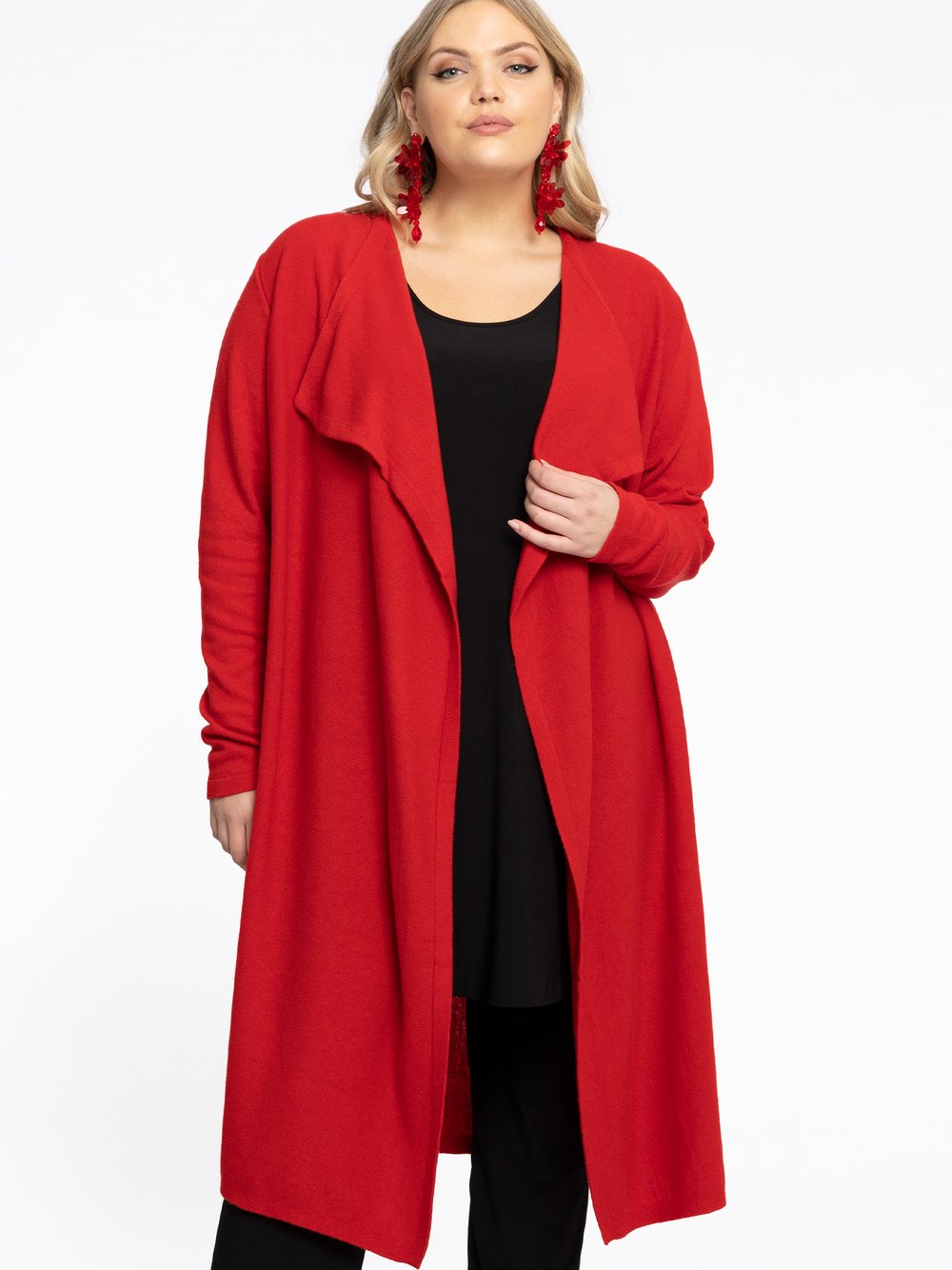Thumbnail - YOEK Strickjacke Damen Wolle rot, 54-56