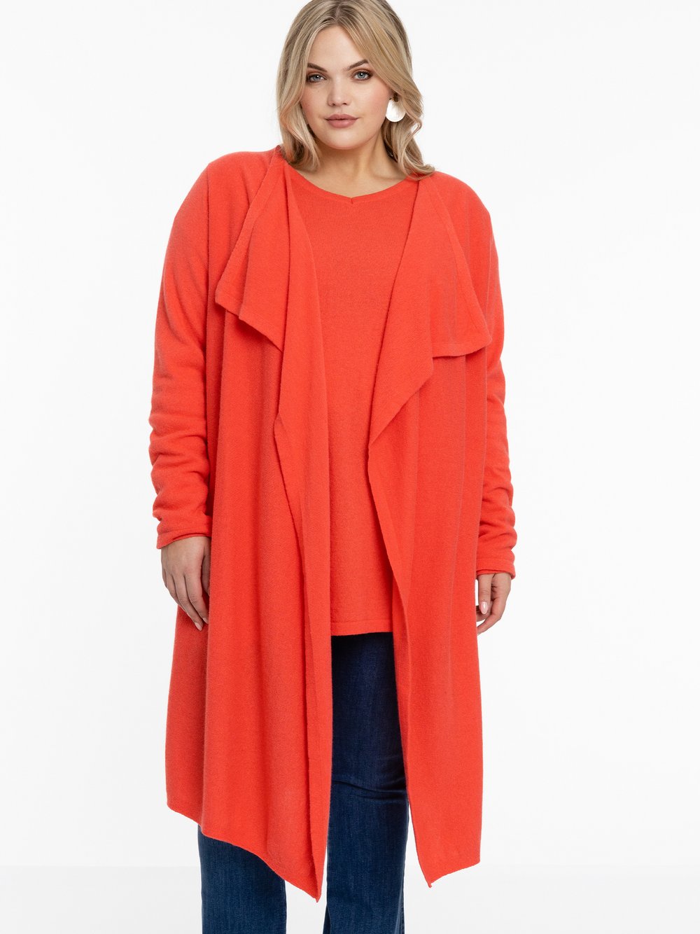 Thumbnail - YOEK Strickjacke Damen Wolle orange, 50-52