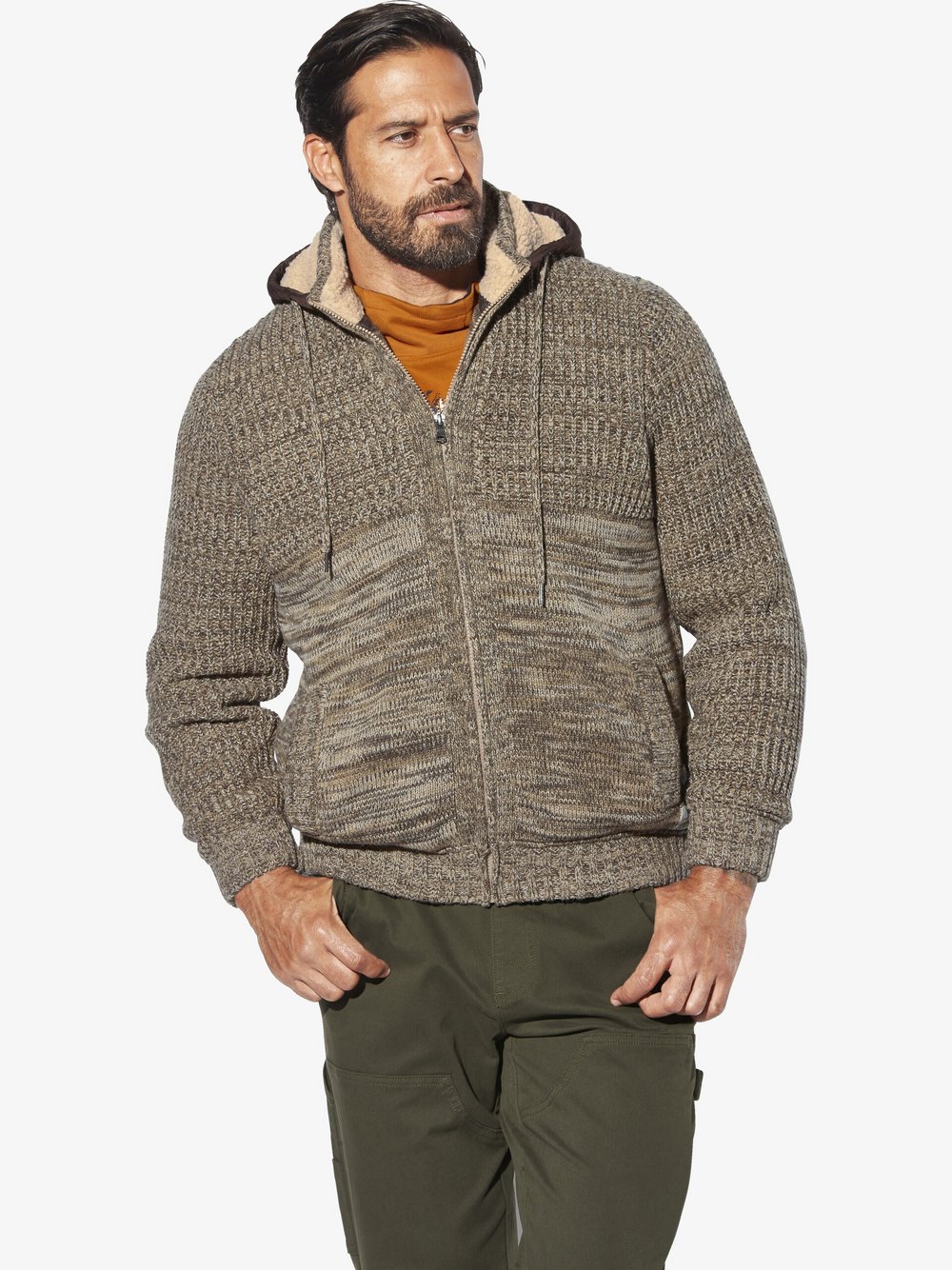 Thumbnail - Jan Vanderstorm Outdoor Strickjacke Herren braun gemustert, 5XL